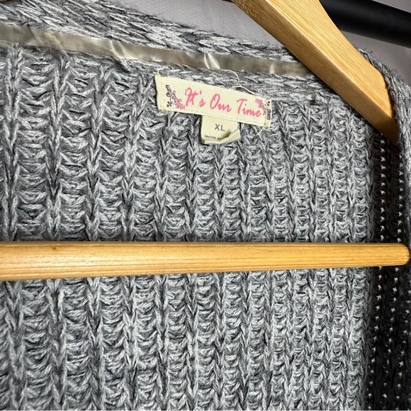 It's Our Time Gray Chunky Knit Cardigan Sweater - Picture 6 of 8